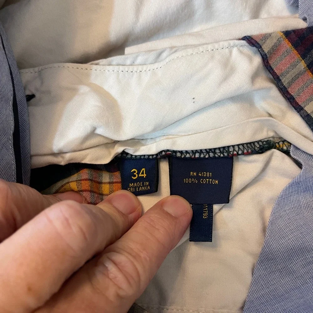 Polo Ralph Lauren India Madras Plaid Classic Fit Chino Shorts Men's Size‎ 34